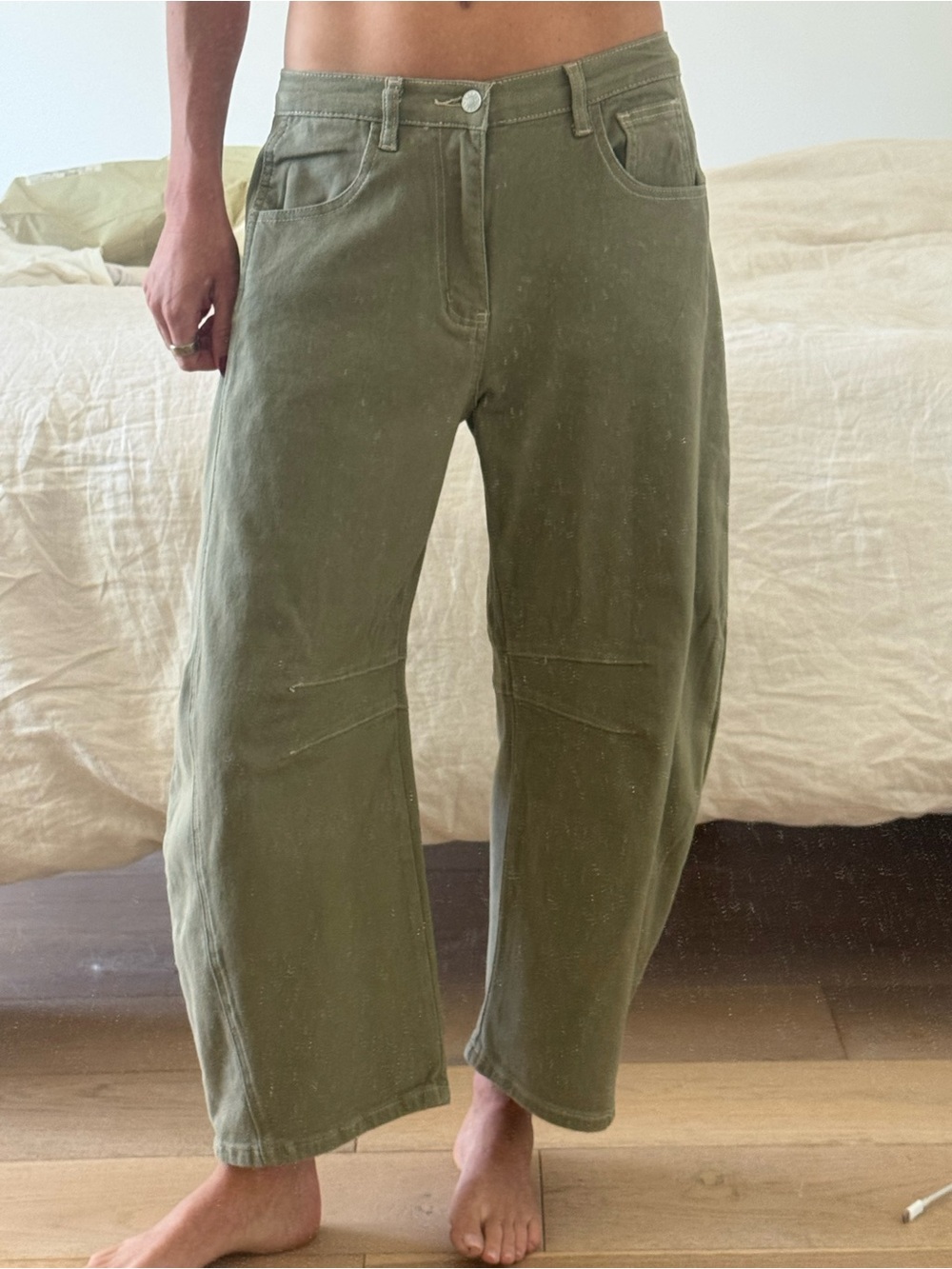 Olive Green Barrel Jeans sz M